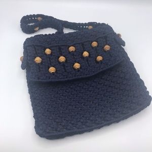 Vintage Handmade Beaded Crochet Hobo Bag